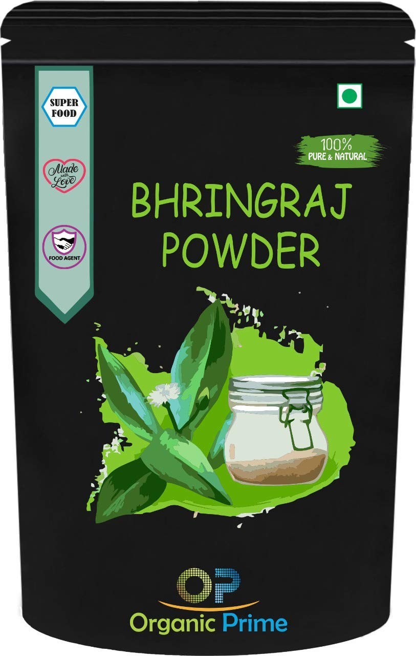 Organic Prime Pure & Natural Bhringraj Powder (Eclipta Alba) Healthy Hair Growth