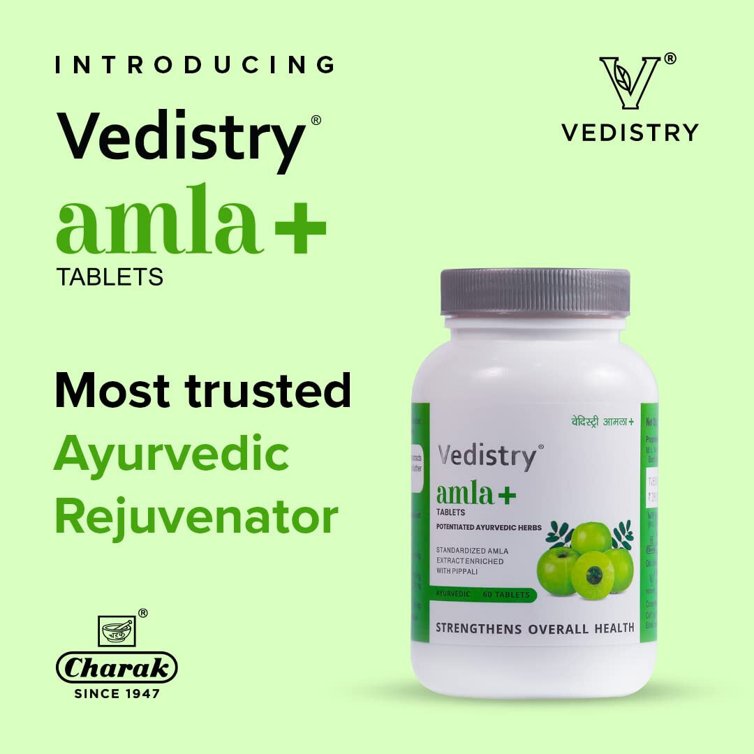 Amla+ Charak Vedistry With Piperine,Promote Skin & Hair Health 60 tablet