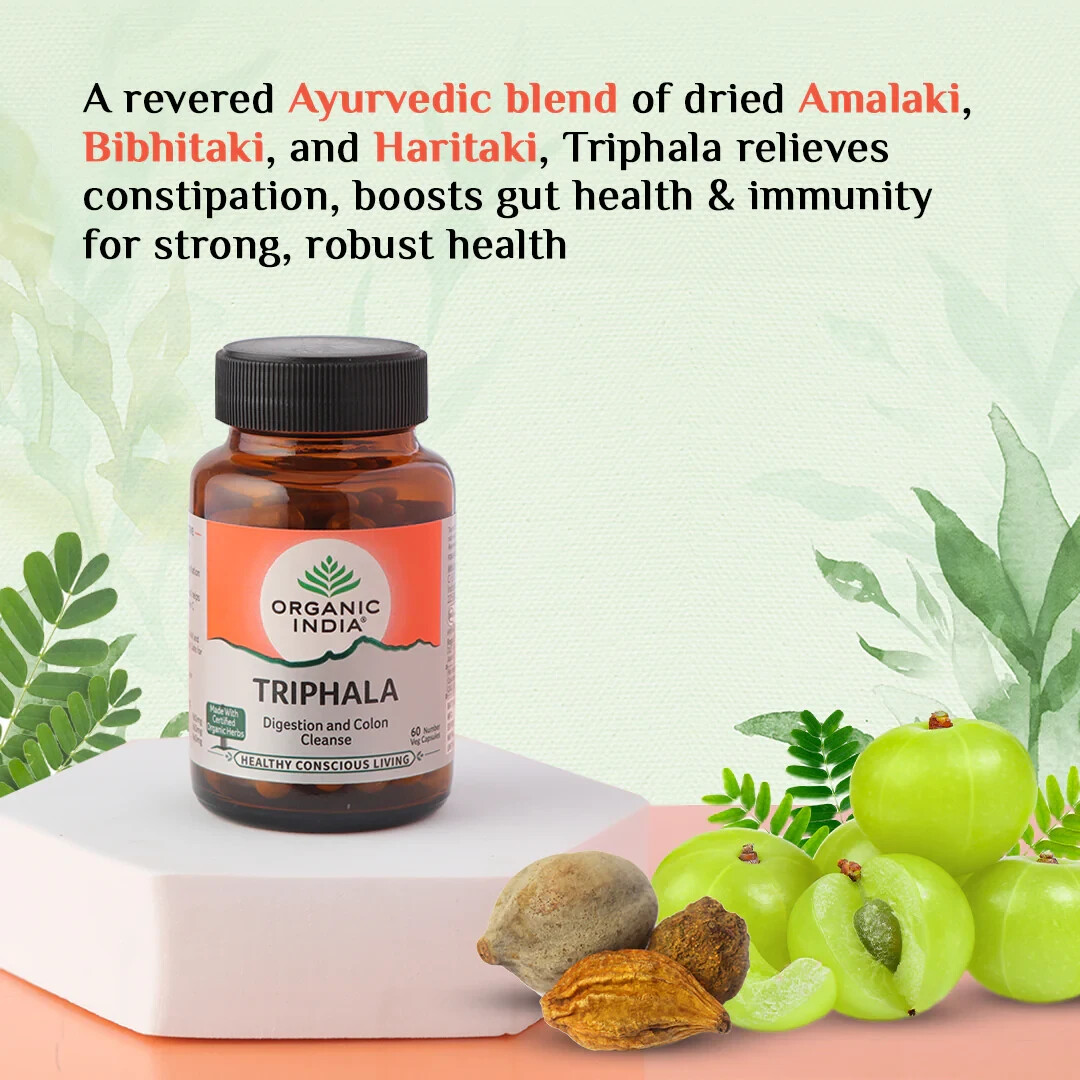 Organic India Triphala 180 Caps For Purify Blood & Digestion Exp March 2028