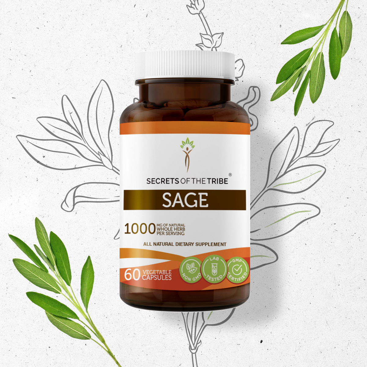 Secrets Of The Tribe Sage Capsules, 500 mg