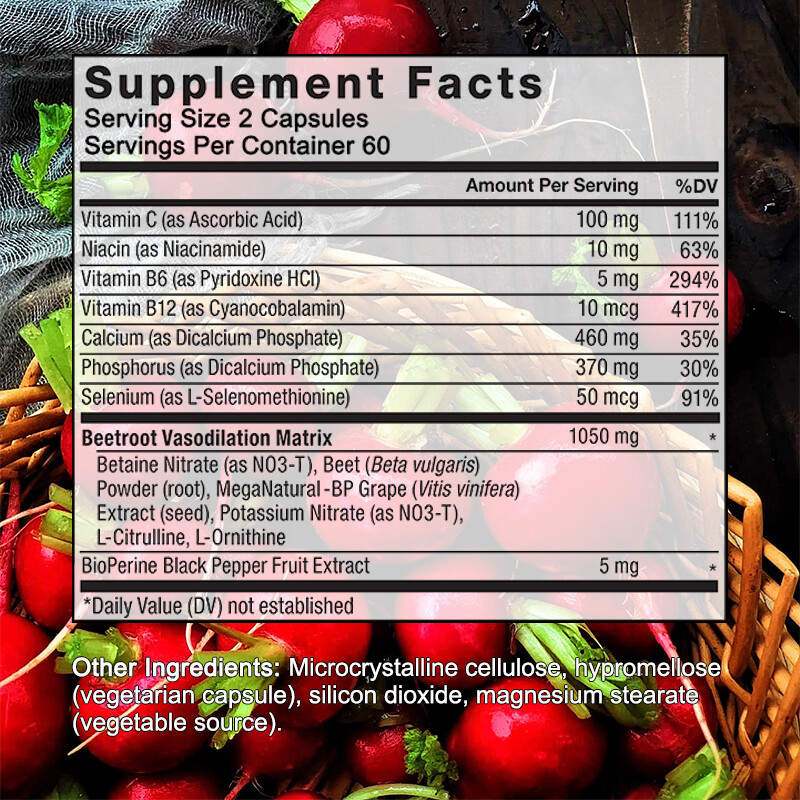 Organic Beet Root Powder Capsule 1050mg per serving Aids in Healthy Circulation