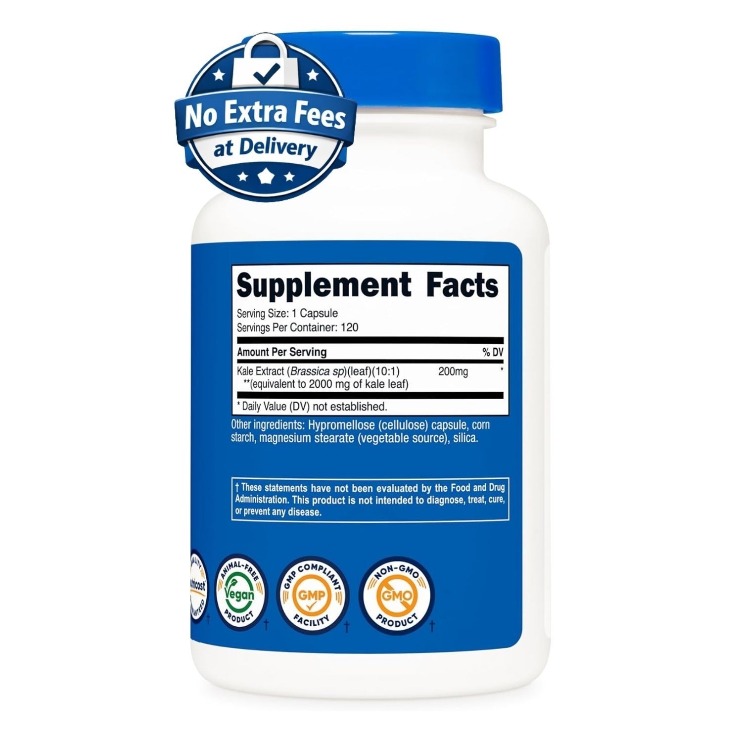 Suplemento de Extracto de Hoja de Kale 2000mg 120 Cápsulas | Brassica