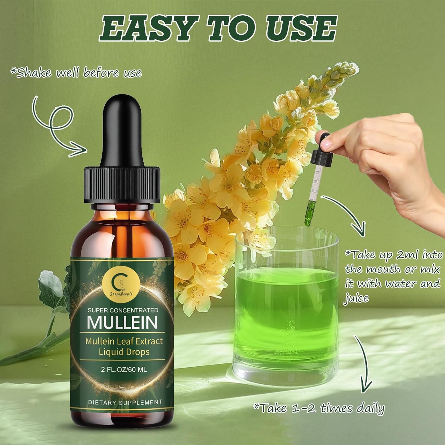 Mullein Leaf Extract Super Concentrated 420,000 MG 2 FL.OZ/60 ML Lung Cleanse