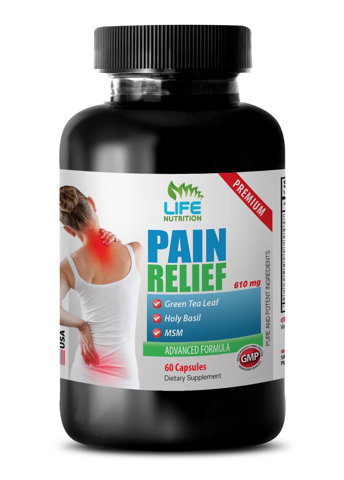 pain relief capsules – PREMIUM PAIN RELIEF FORMULA 610MG 1B green tea for joints