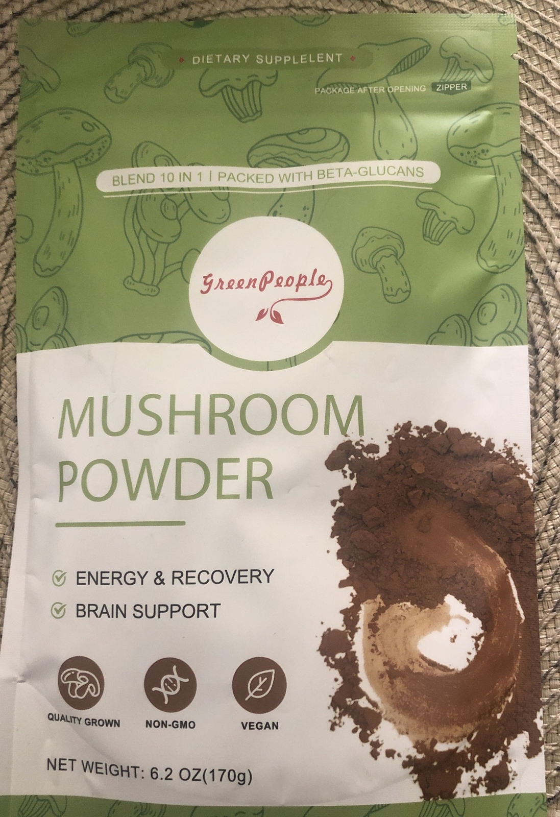 Mushroom Powder /Blend 10 In 1 /Packed W/Beta-Glucans/Energy & Recovery/ 6.2 Oz
