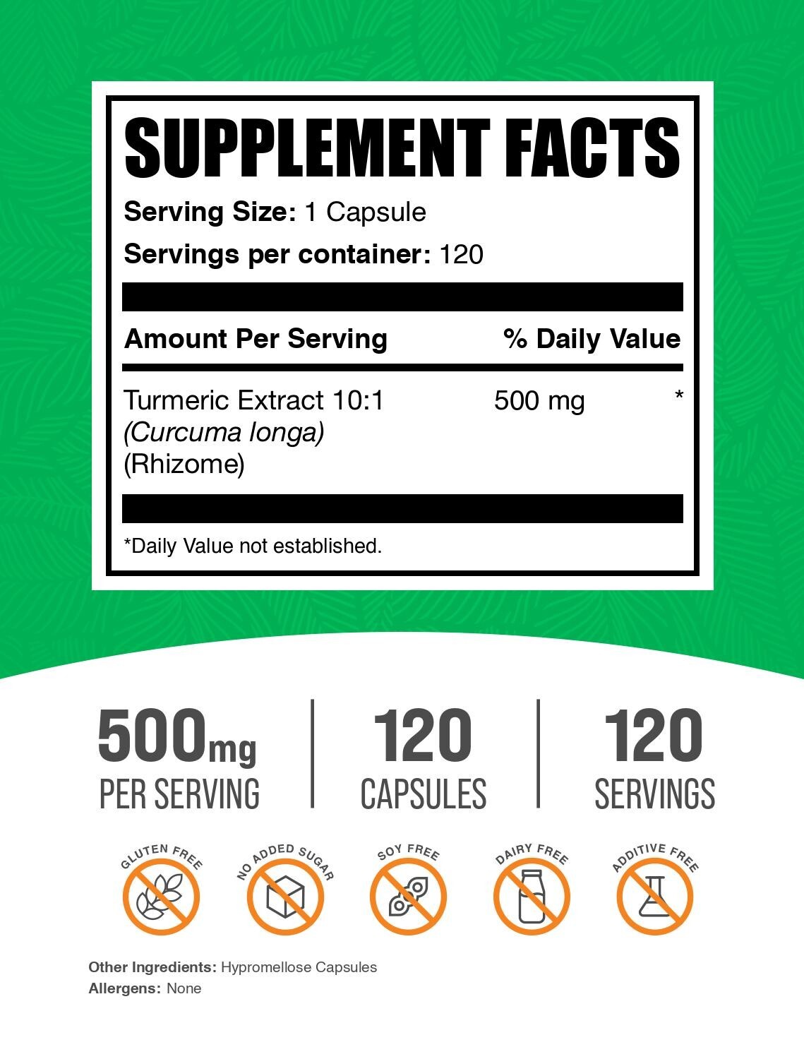 BulkSupplements Turmeric Extract Capsules – 500mg Per Serving