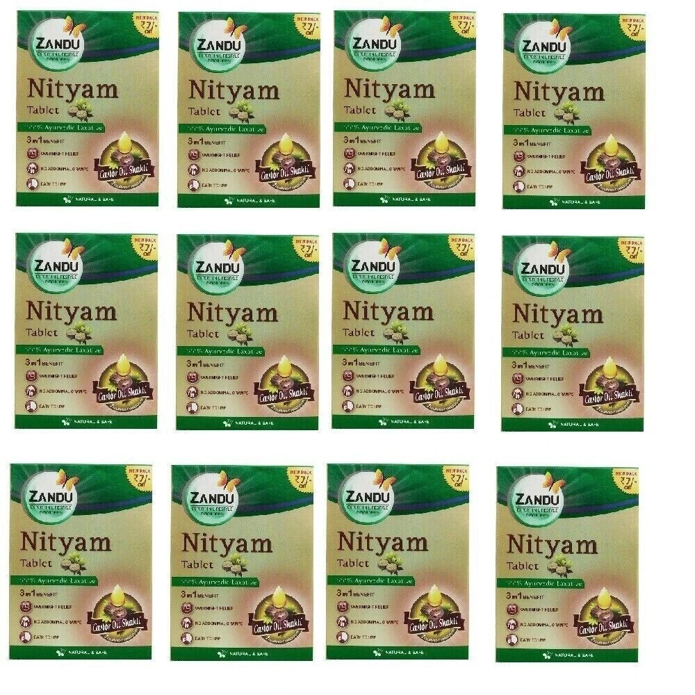 Zandu Nityam Tablets (12 Packs) 10 Tablets in each Pack – 120 Tablets