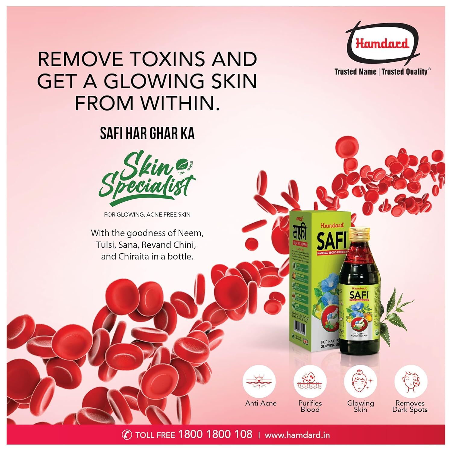 Hamdard Safi Natural Blood Purifier Syrup For Natural Glowing Acne Pimple Relief