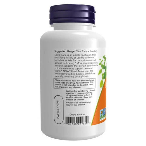 Organic Lions Mane Mushroom 60 VegCaps by Now Foods