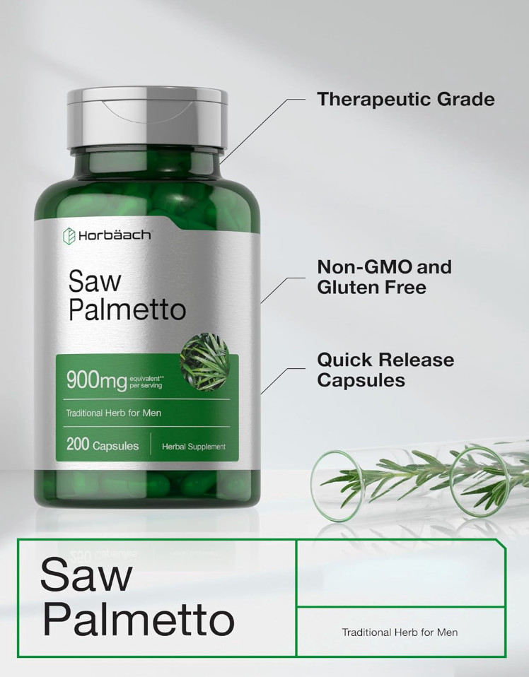 Horbaach Saw Palmetto Extract 200 Caps Non-GMO Gluten Free EXP 11/27