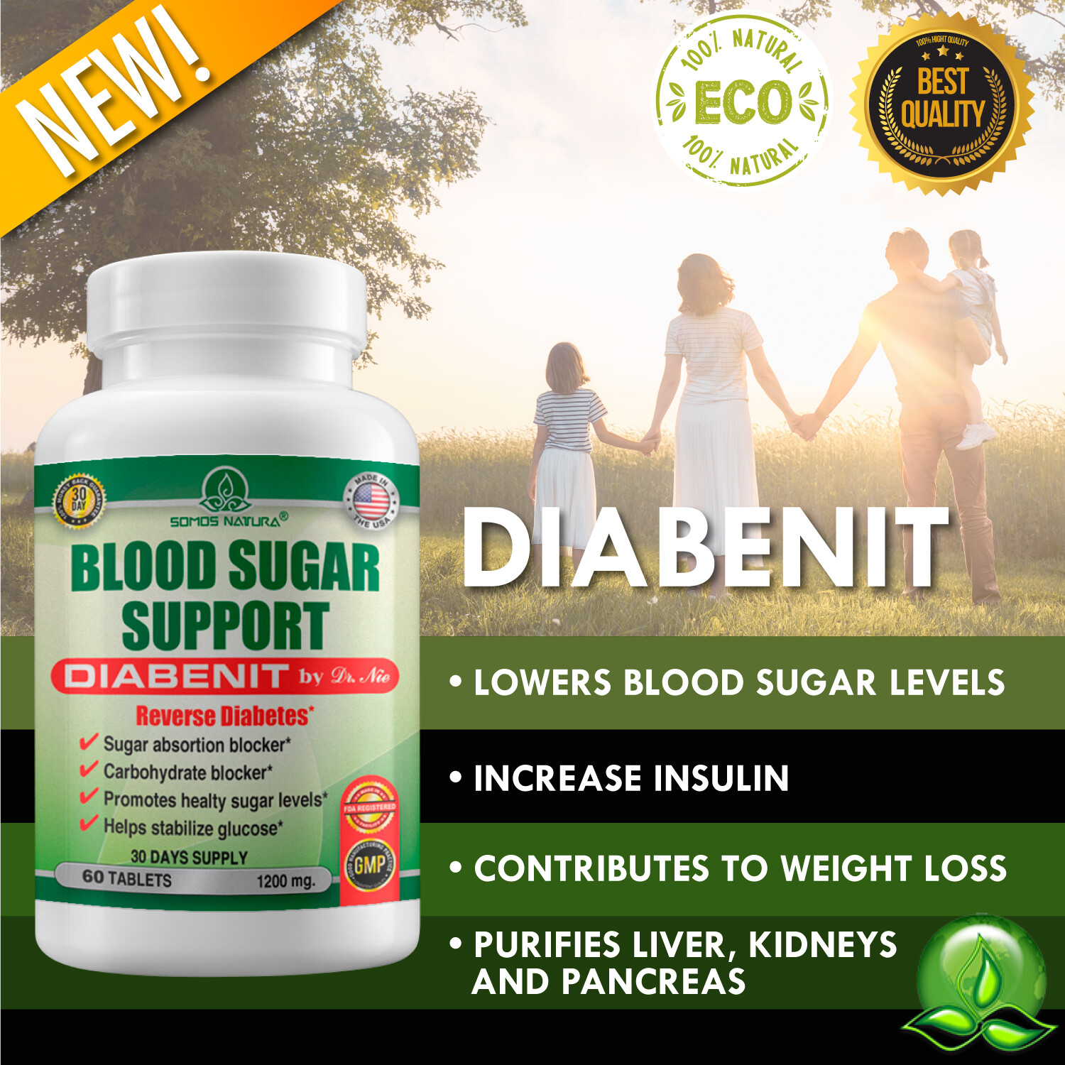 DIABENIT – Helps Sugar Level, Metabolic Energy – Somos Natura Dr Nie 120 tabs