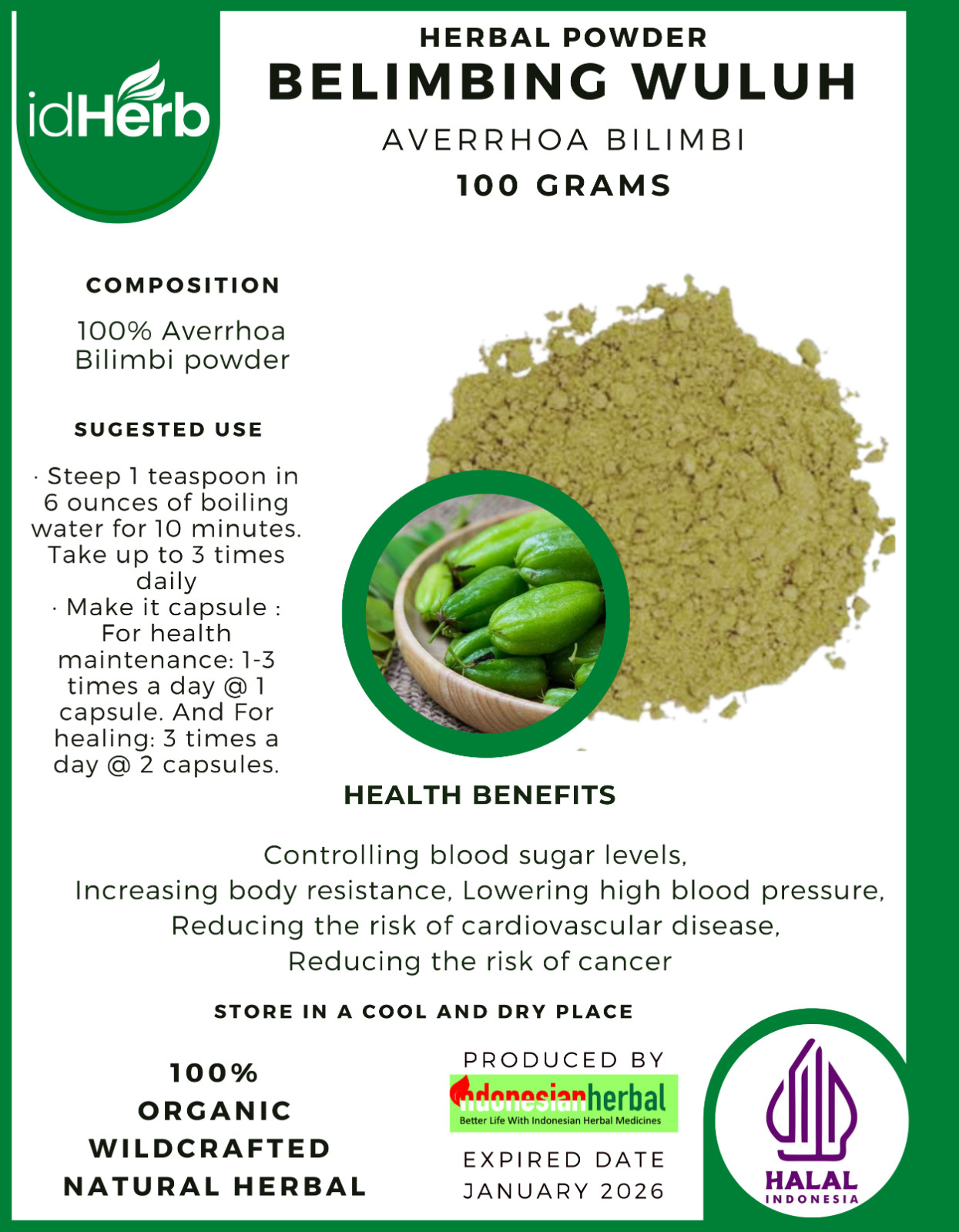50-500 g Averrhoa Bilimbi Herbal Powder Pure & Natural Herbs 600mg Organic