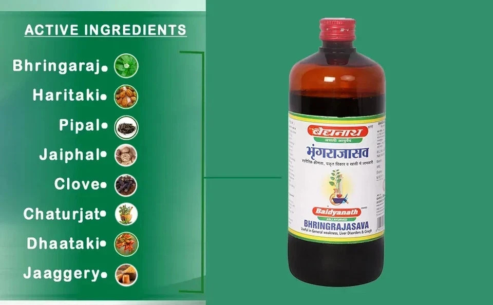 Baidyanath Bhringrajasava 450ml (Pack of 2x) Herbal Ayurvedic