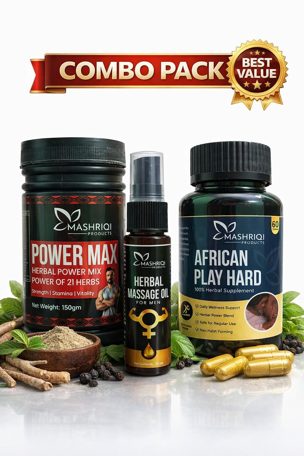 All-in-One Men’s Herbal Combo – Power Max + Play Hard for Vitality