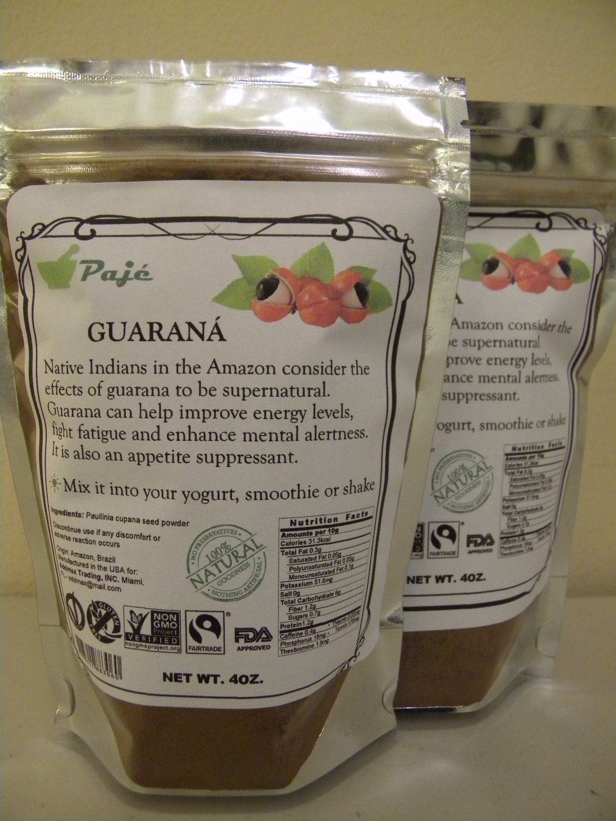 Guarana seed powder 4oz – weight loss, energy boost, memory sharpness – PAJE