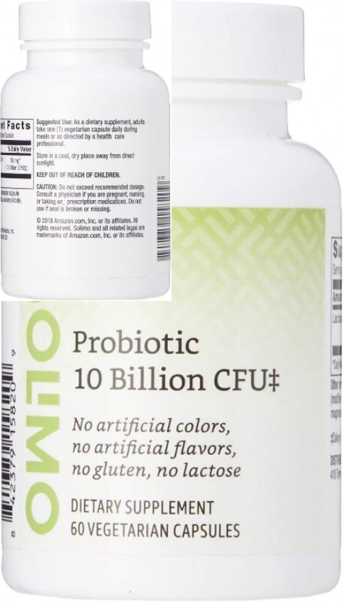 Amazon Brand – Solimo Daily Probiotic, 10 Billion Active 60 Count (Pack of 1)
