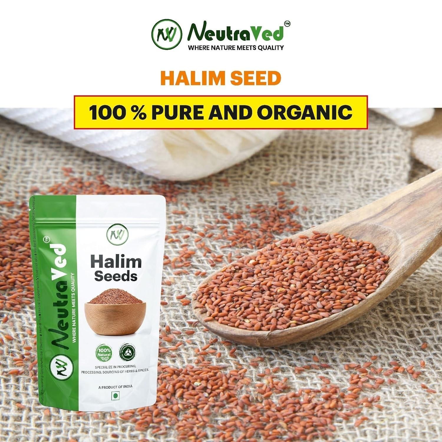 NeutraVed Halim Seeds: 350g Aliv Superfood for Hair Growth & Immunity Booster