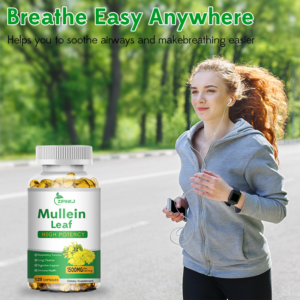 Mullein Leaf 120 Capsules For Lung Cleansing & Detox Herbal Dietary Supplement