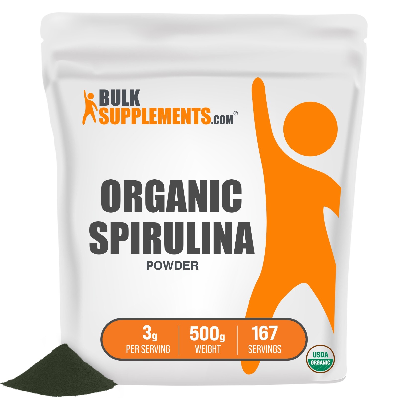 BulkSupplements Organic Spirulina Powder 500g – 3g Servings – Vegan, Gluten-Free
