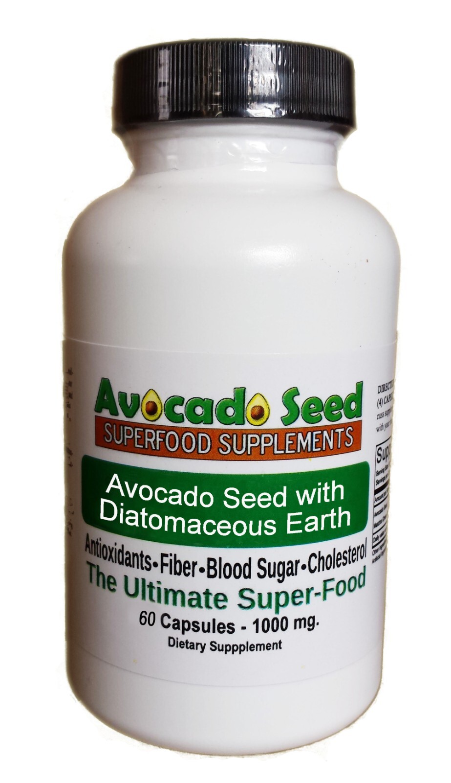 60 Avocado Seed with Diatomaceous Earth Capsules – Digestion, Gut Health, Detox