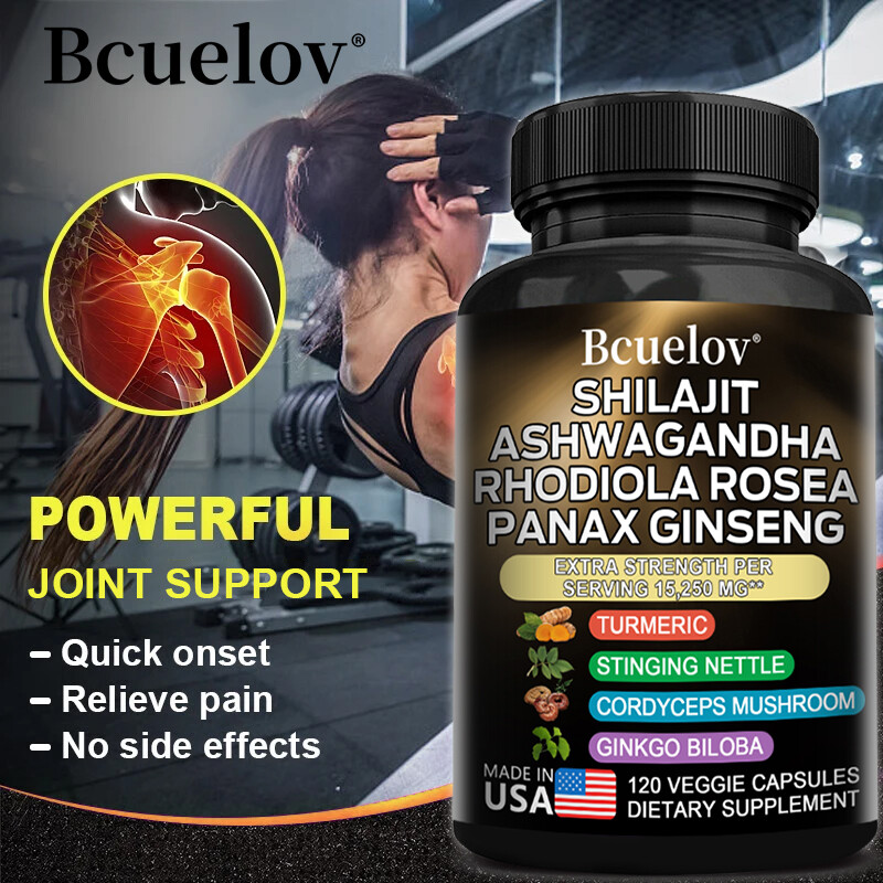 Shilajit Ashwagandha & Rhodiola Rosea, Panax Ginseng High Strength 120 Caps