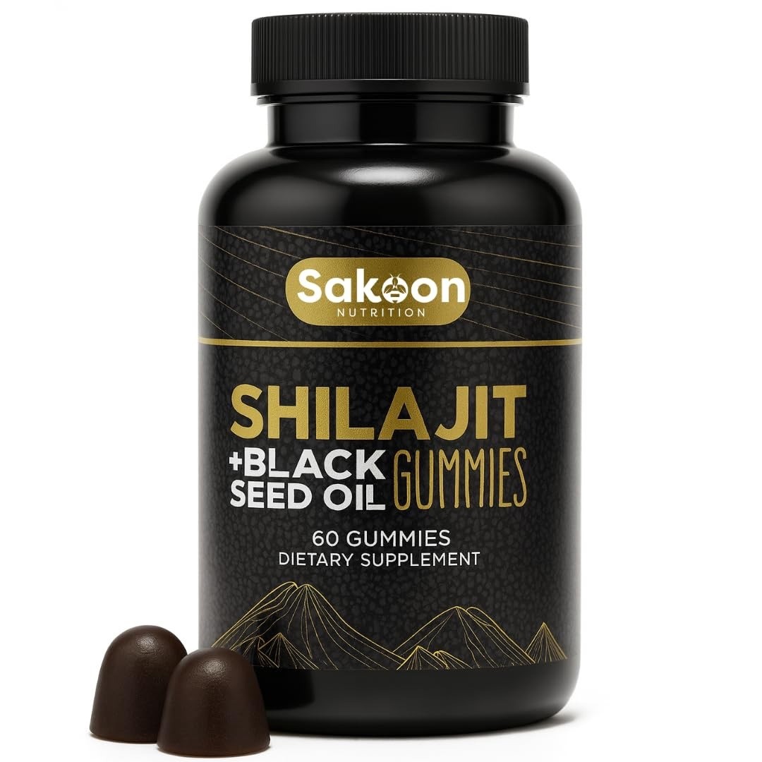 Pure Shilajit Gummies for Men Women with Black Seed Oil 60Pcs Energy Lab Tested
