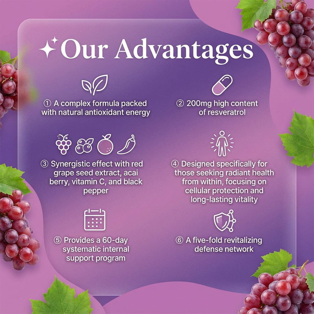 Resveratrol 200mg-Cellular Protection Antioxidant,Vibrant&Young Skin,30-120 Caps