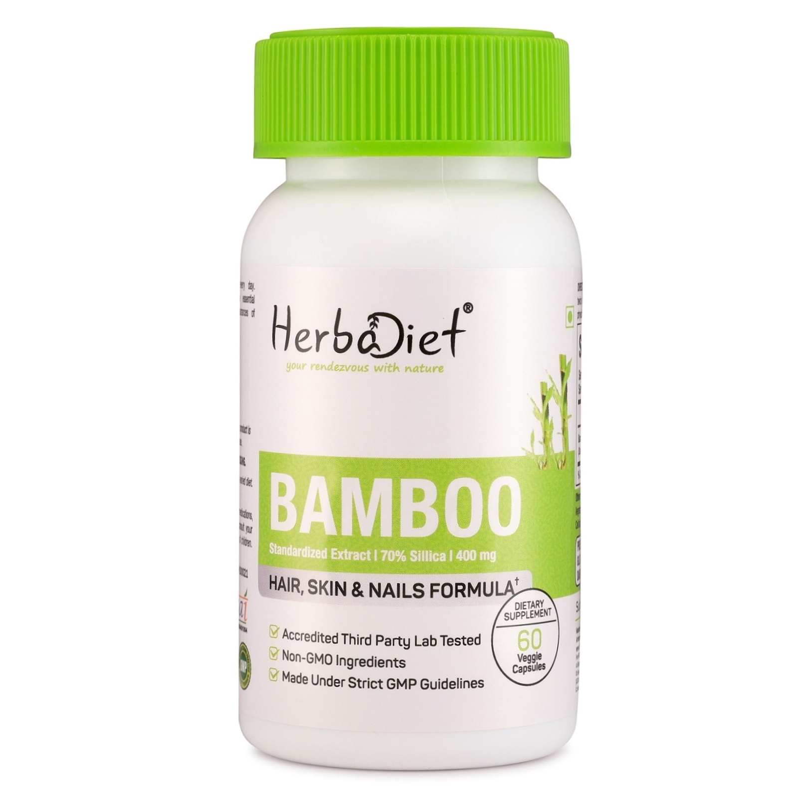 Natural Silica 400mg Capsules Skin, Hair Growth Supplement Bamboo Extract 70%