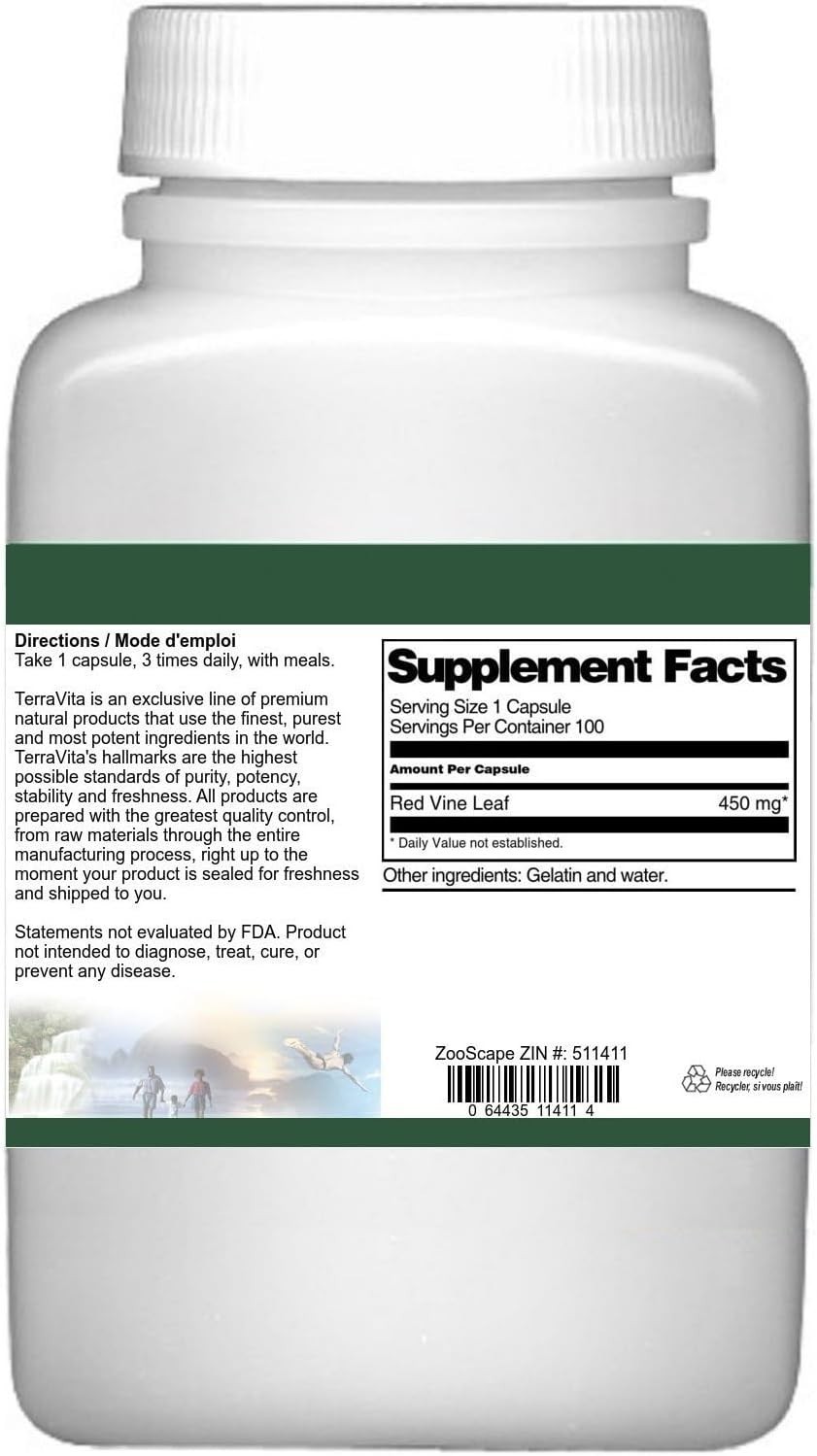 450 mg Red Vine Leaf Capsules – 100 Vegetarian Pills for Natural Wellness