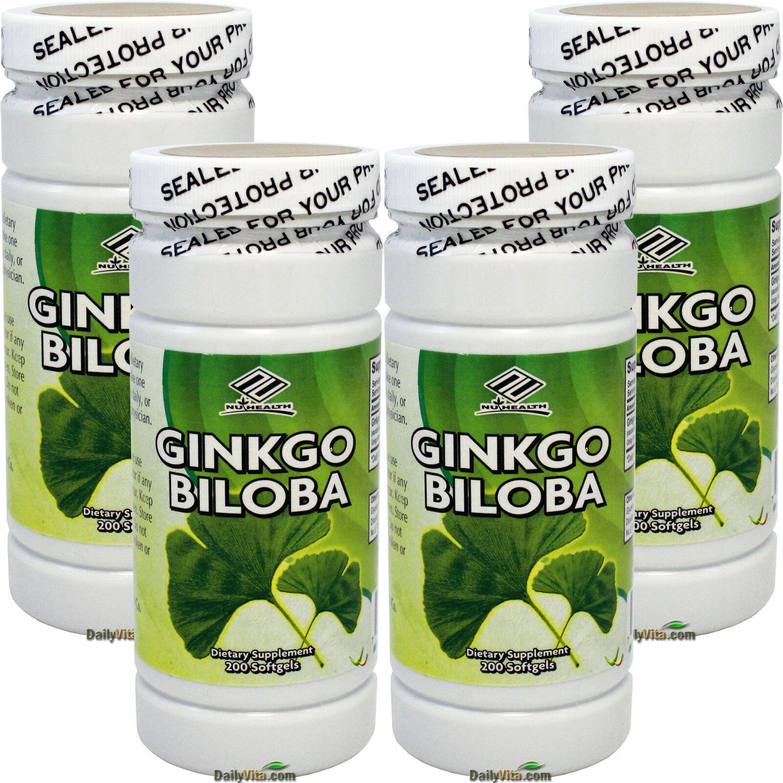 4 x Ginkgo Biloba 60mg 200 Caps MEMORY BRAIN AID ENHANCER