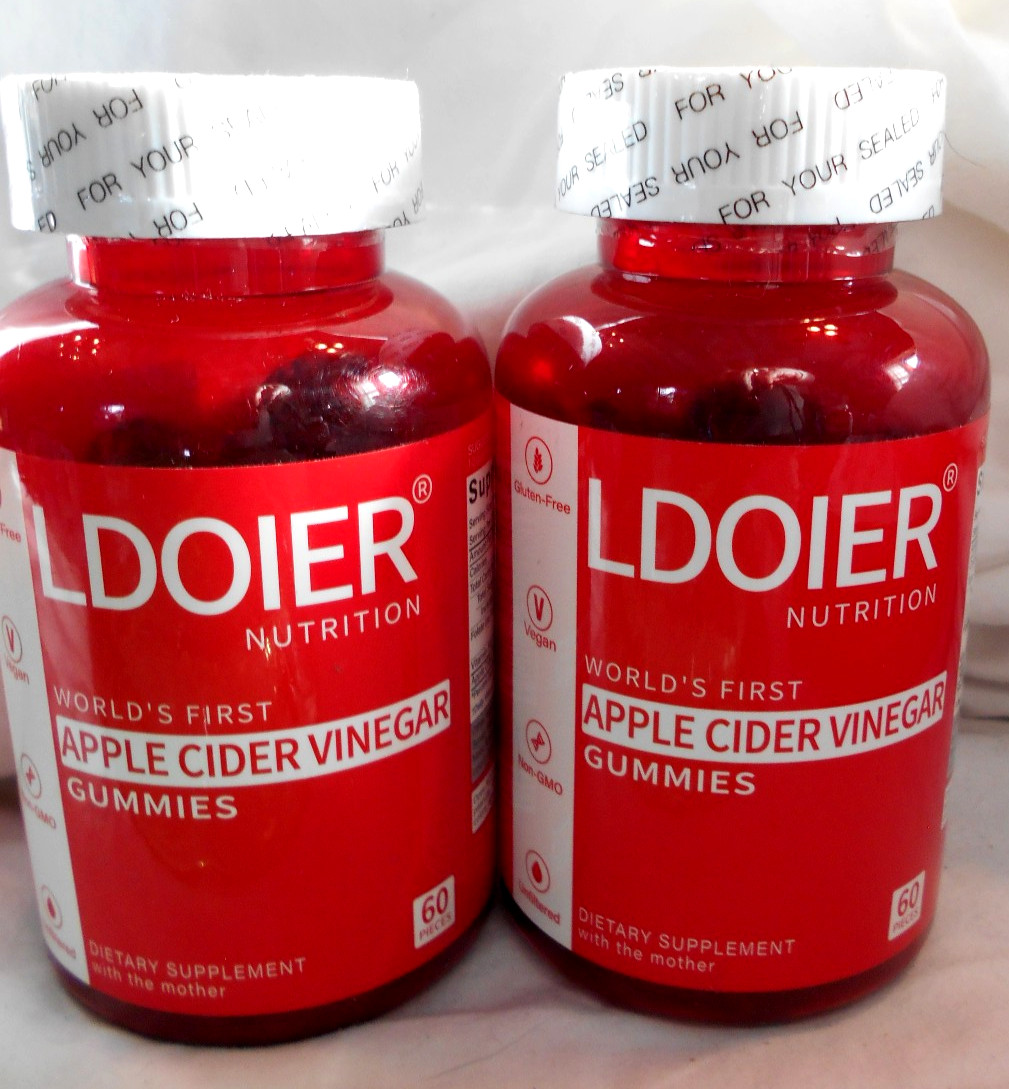 2 PACK Ldoier Organic Apple Cider Vinegar Gummies 60 Count Exp 27 Vegan GlutenFr