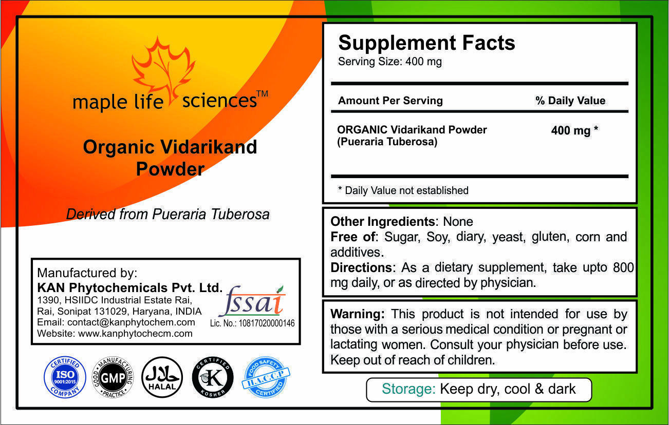 ORGANIC Vidarikand Powder Pueraria Tuberosa Reproductive tonic Sexual desire