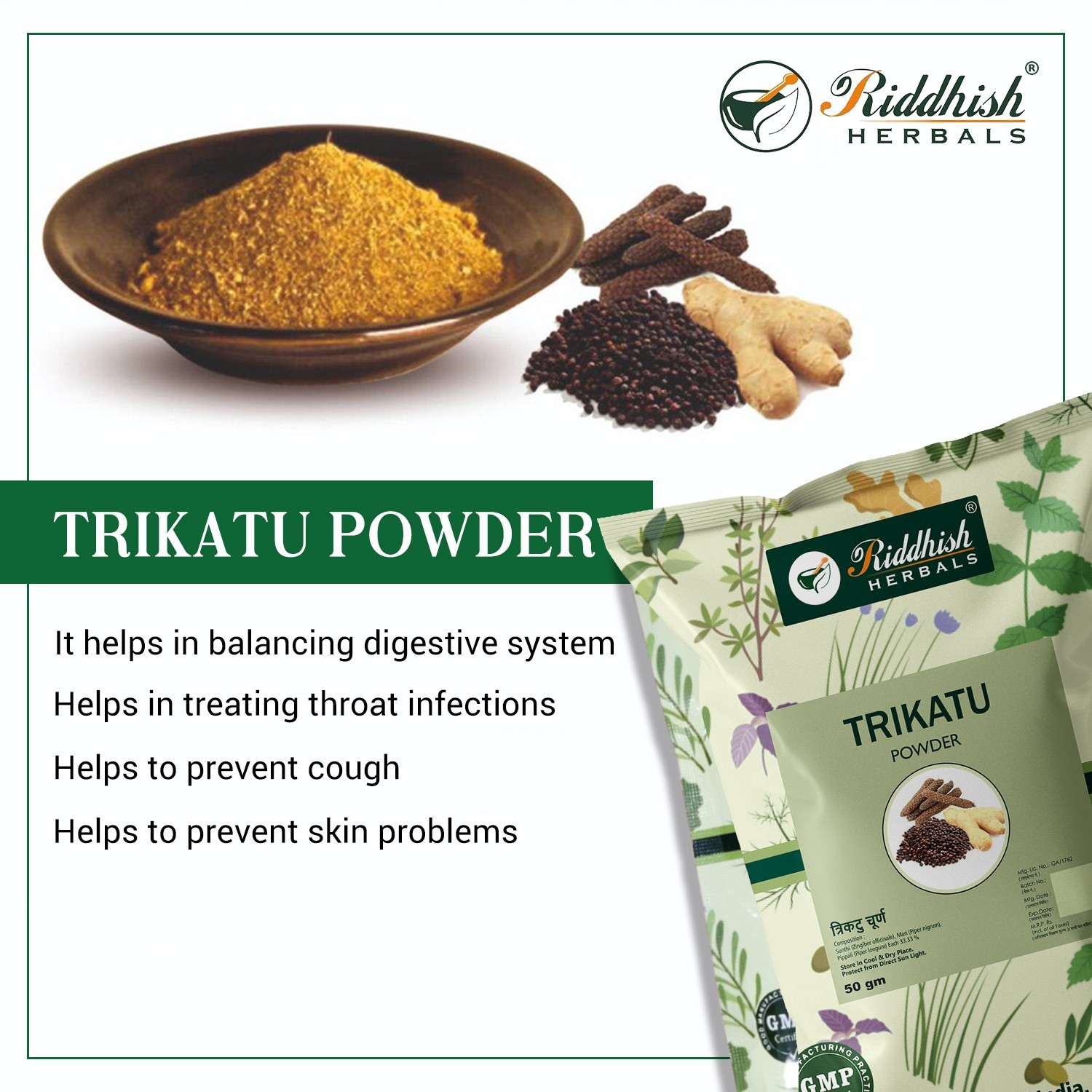Natural Trikatu Herbal Powder 150g (3x50g) | Ayurvedic Herbal Spice Blend