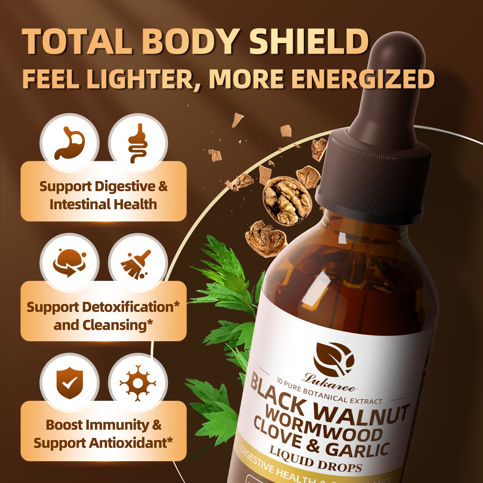 Parasite Cleanse Detox Drops Wormwood Black Walnut Clove Extract | Herbal Liquid