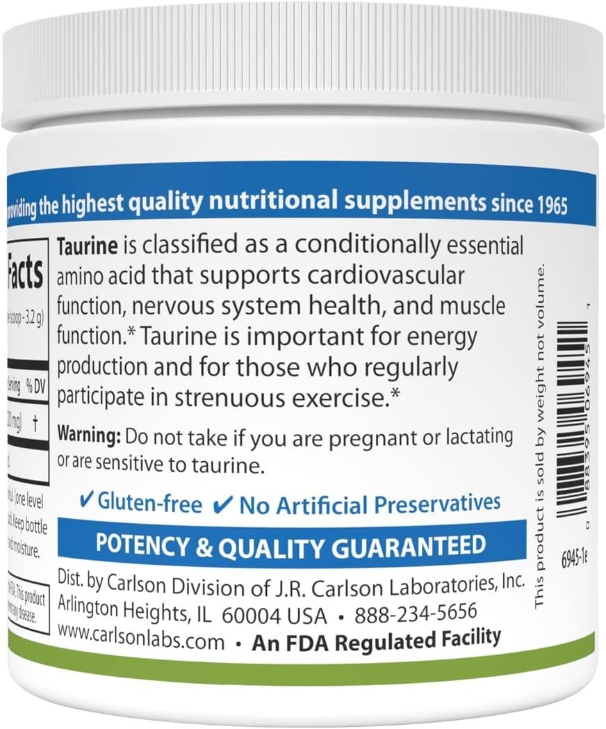 Unflavored-Free Taurine Amino Acid Powder – 3.53 Ounces for Muscle Support