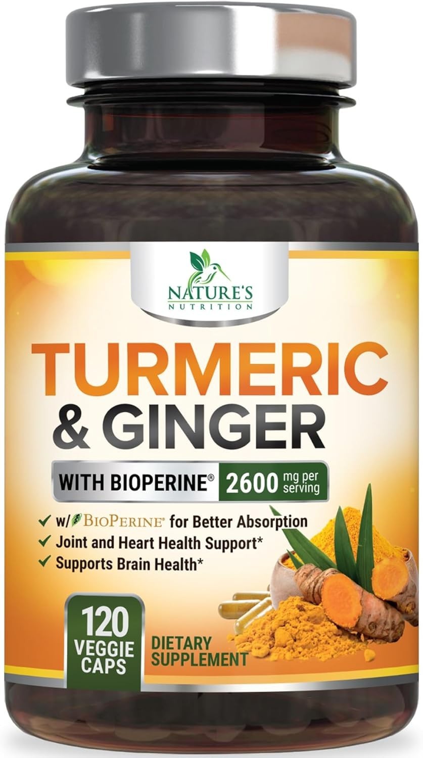 Turmeric Curcumin Supplement 2600mg – with Organic Ginger & Turmeric – BioPerine
