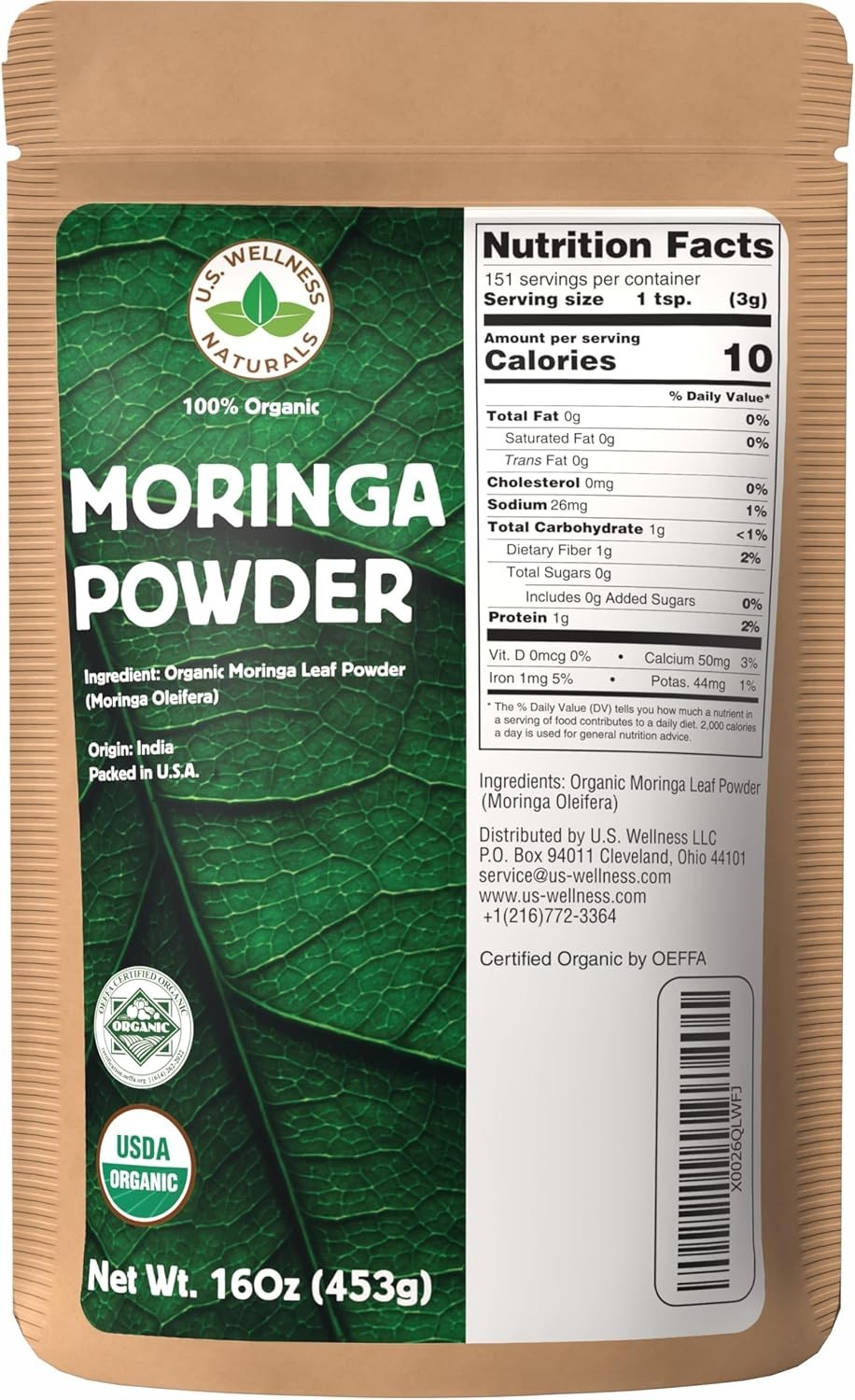 Moringa Powder 1LB 16Oz 100% Certified Organic| 100% Pure Moringa Leaf NO Ste…
