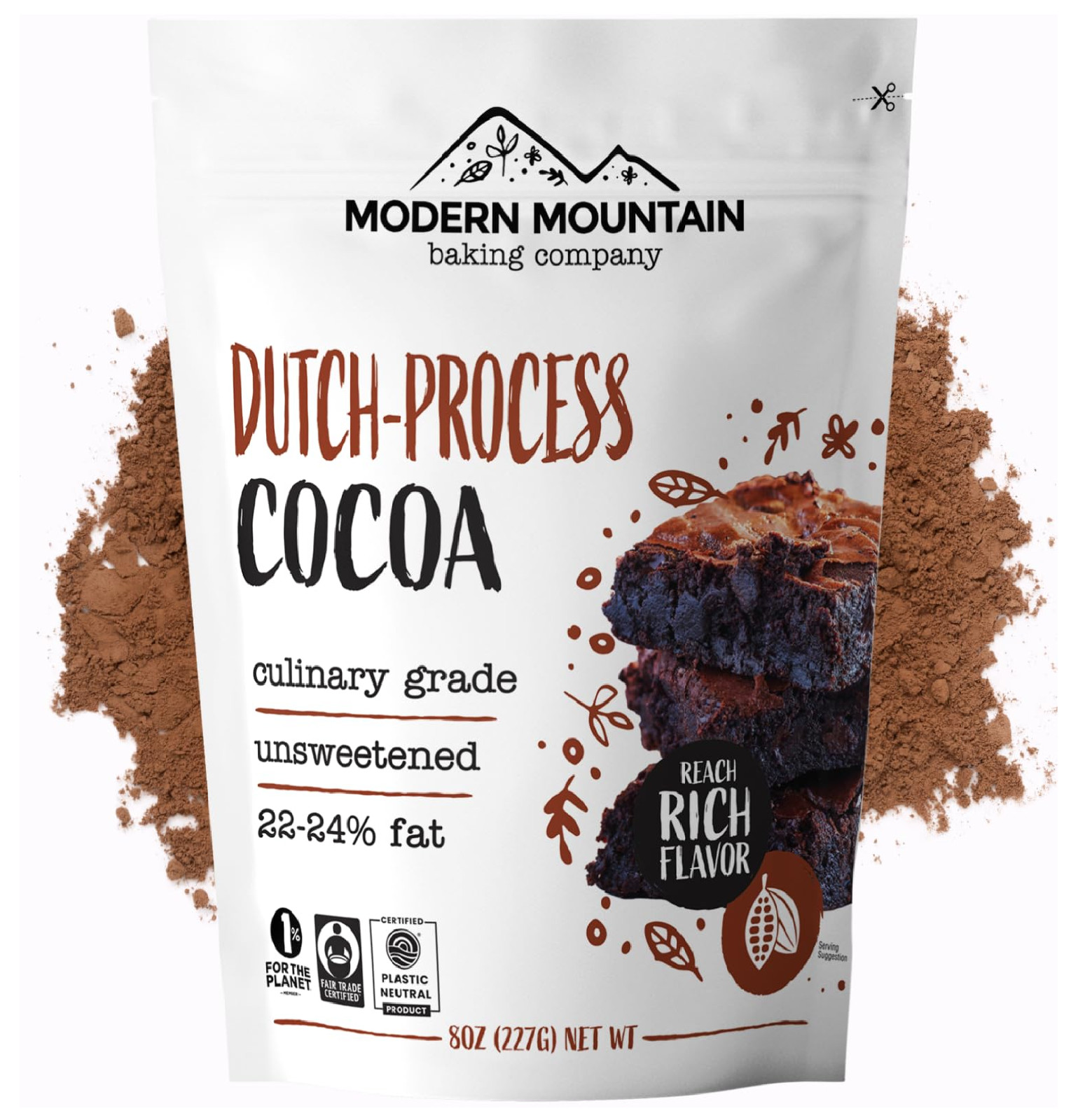 Cocoa Powder (8 oz) Dutch Processed Powder, Unsweetened, Extra 8 Ounce