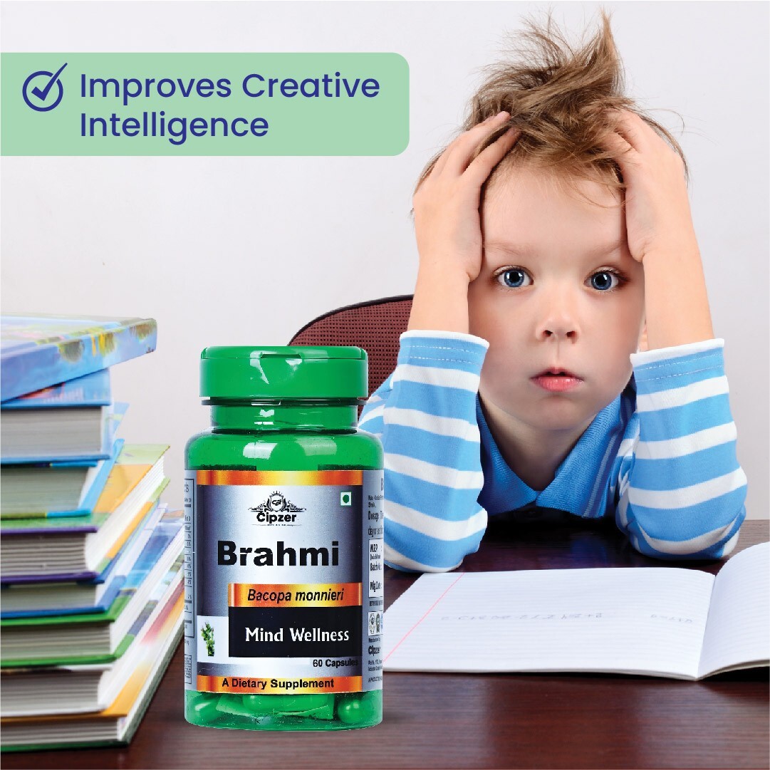 Cipzer Brahmi 60 Capsule | Stress Reducer, Improve Mental Health, Better Sleep