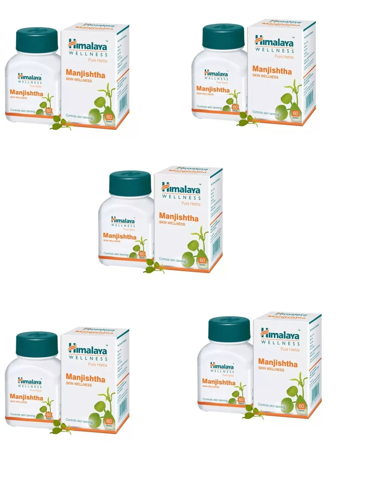 Himalaya Manjishtha 60 Tabs 5 Pack Natural Skin Detox & Support Exp. 08/2027
