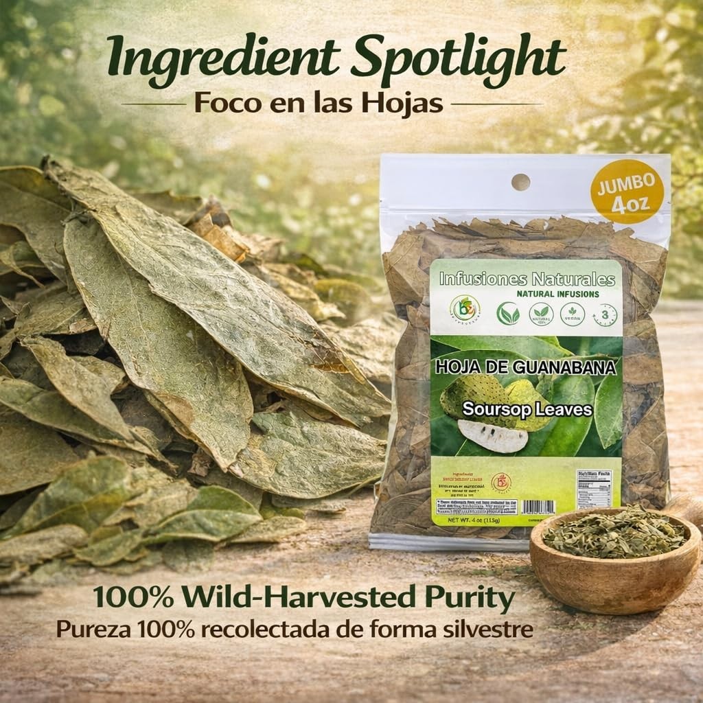 Whole Dried Graviola Soursop Leaves (4 oz 113g+ Leaves Per Bag) Hoja De Guanaban