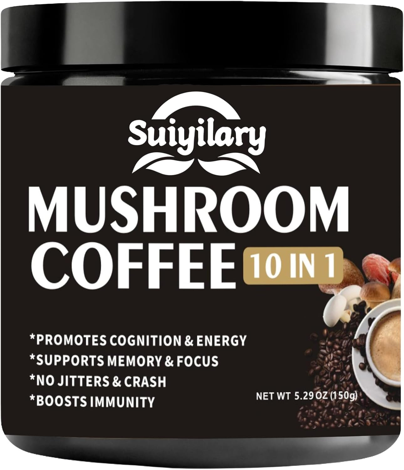 Mushroom Coffee, 10 Mushroom Extract Powder Blend Lion’S Mane, Reishi, Chaga, Co