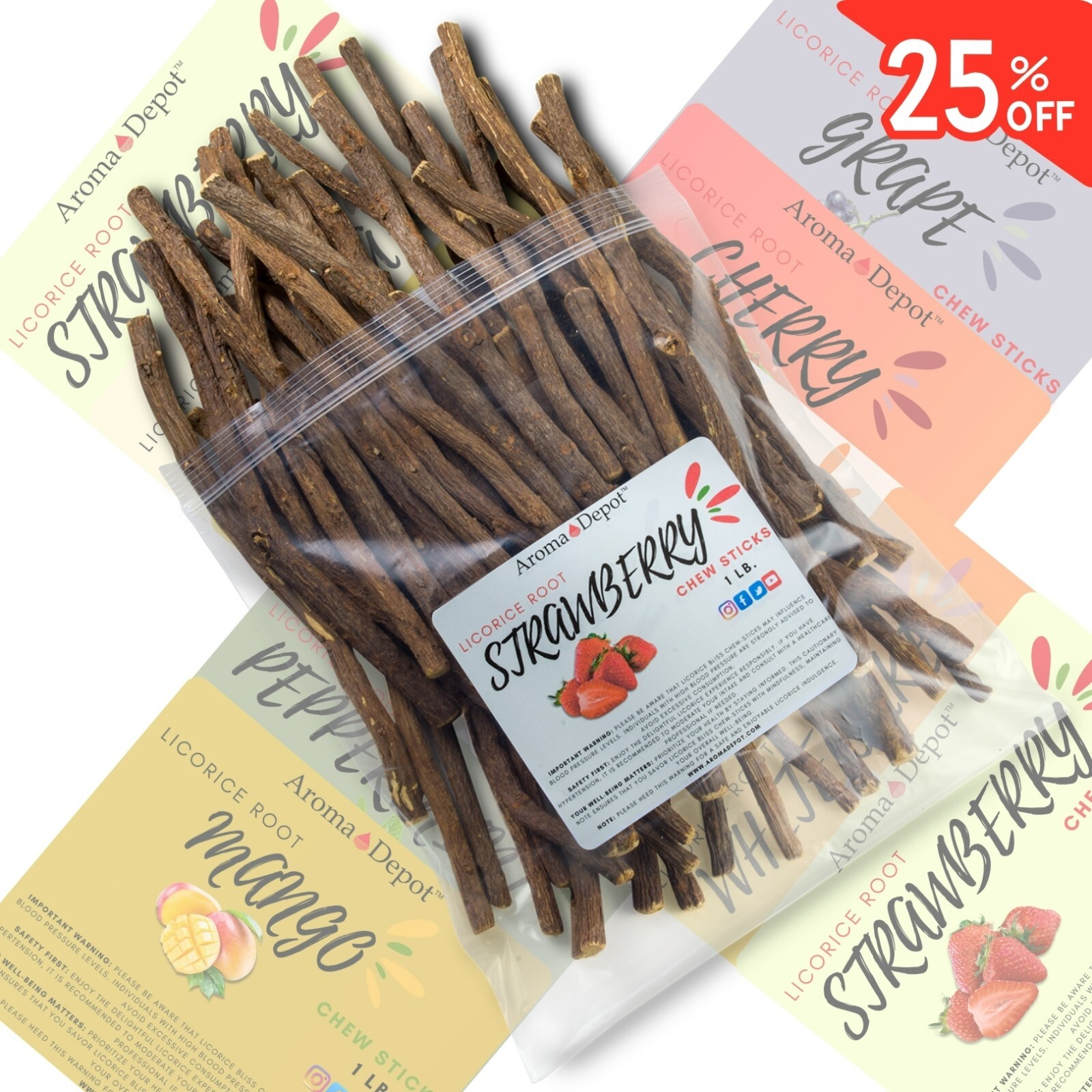 Licorice Root 1 lb. Chew Sticks Flavored 100% Pure Turkish Glycyrrhiza Glabra
