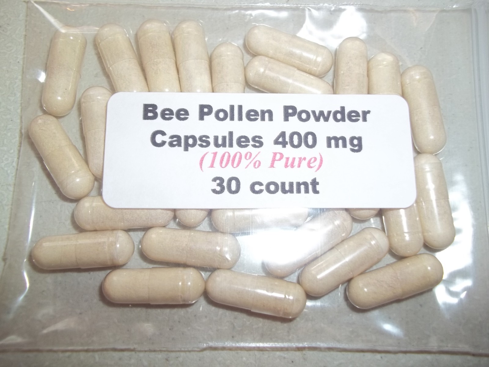 Bee Pollen Powder Capsules (100% Pure) 400 mg 30 Count