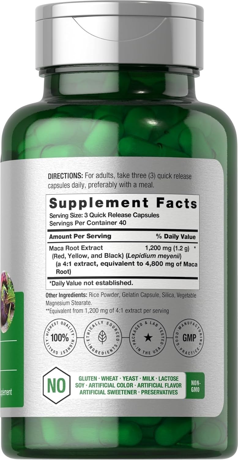 Horbäach Maca Root Capsules for Men and Women | 120 Pills | High Potency Extract