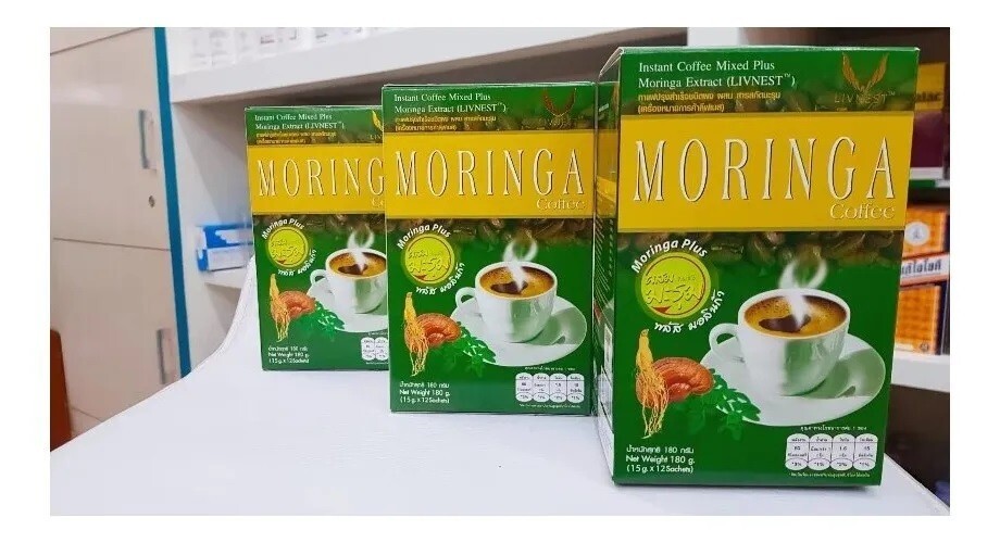 Moringa Coffee Instant Coffee Mix Plus WEIGHT 12 Sachet x 3 boxs