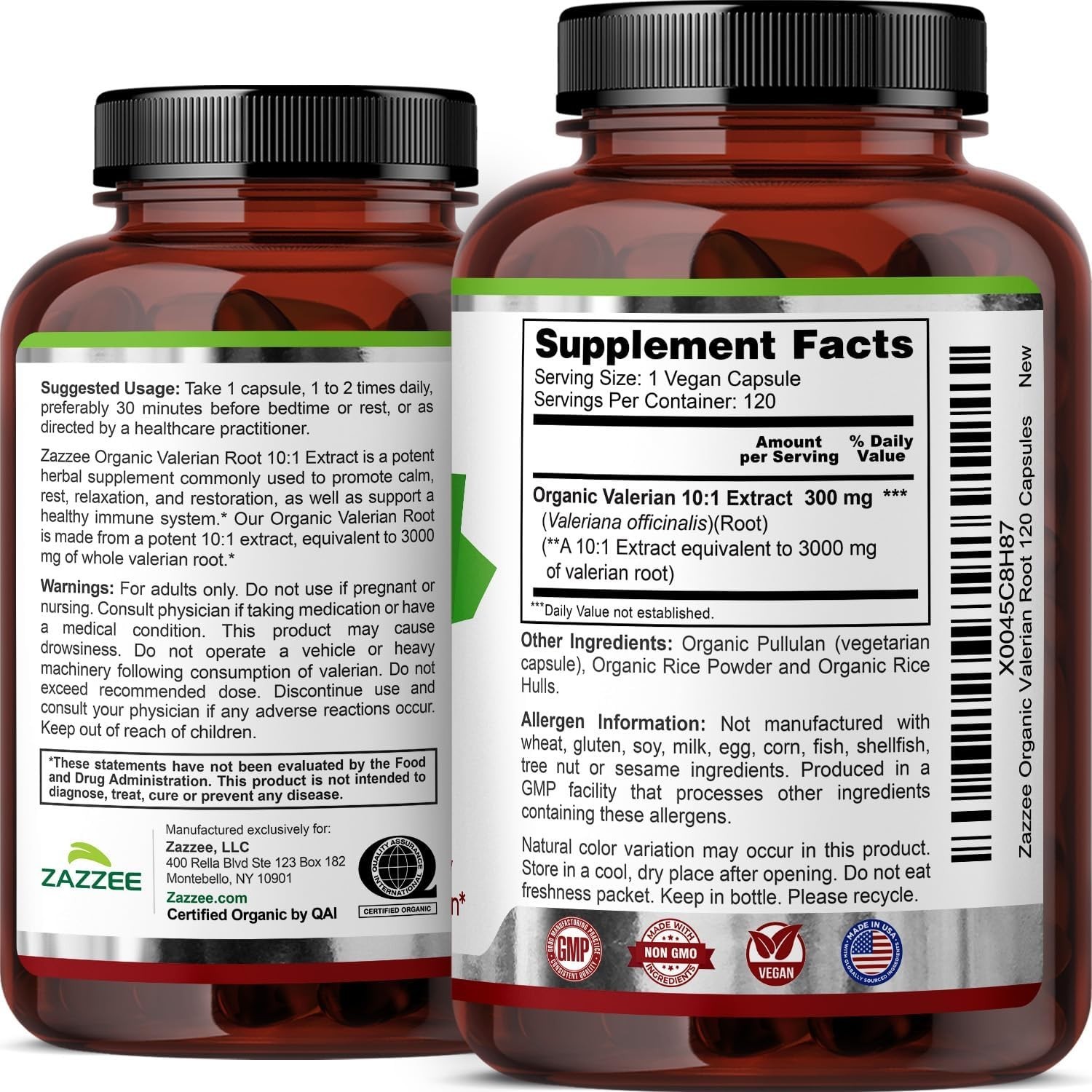Organic Valerian Root Capsules for Relaxation and Mood Support – 120 Count