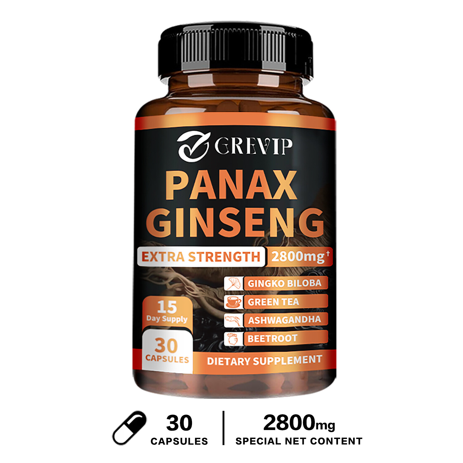 Panax Ginseng 2800mg – Ginkgo Biloba – for Memory Focus Brain & Muscle Health