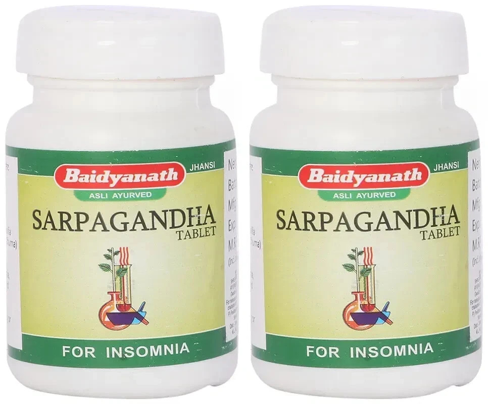 2 Packs Baidyanath SARPAGANDHA Tablets (50tab) Ayurvedic Helpful in Insomnia