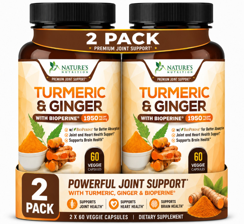 ( 2 pack ) Turmeric Curcumin Supplement 2600mg – with Organic Ginger & Turmeric